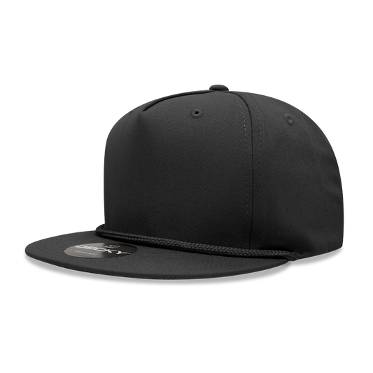 5 Panel High Profile Structured Cotton Blend Rope Hat