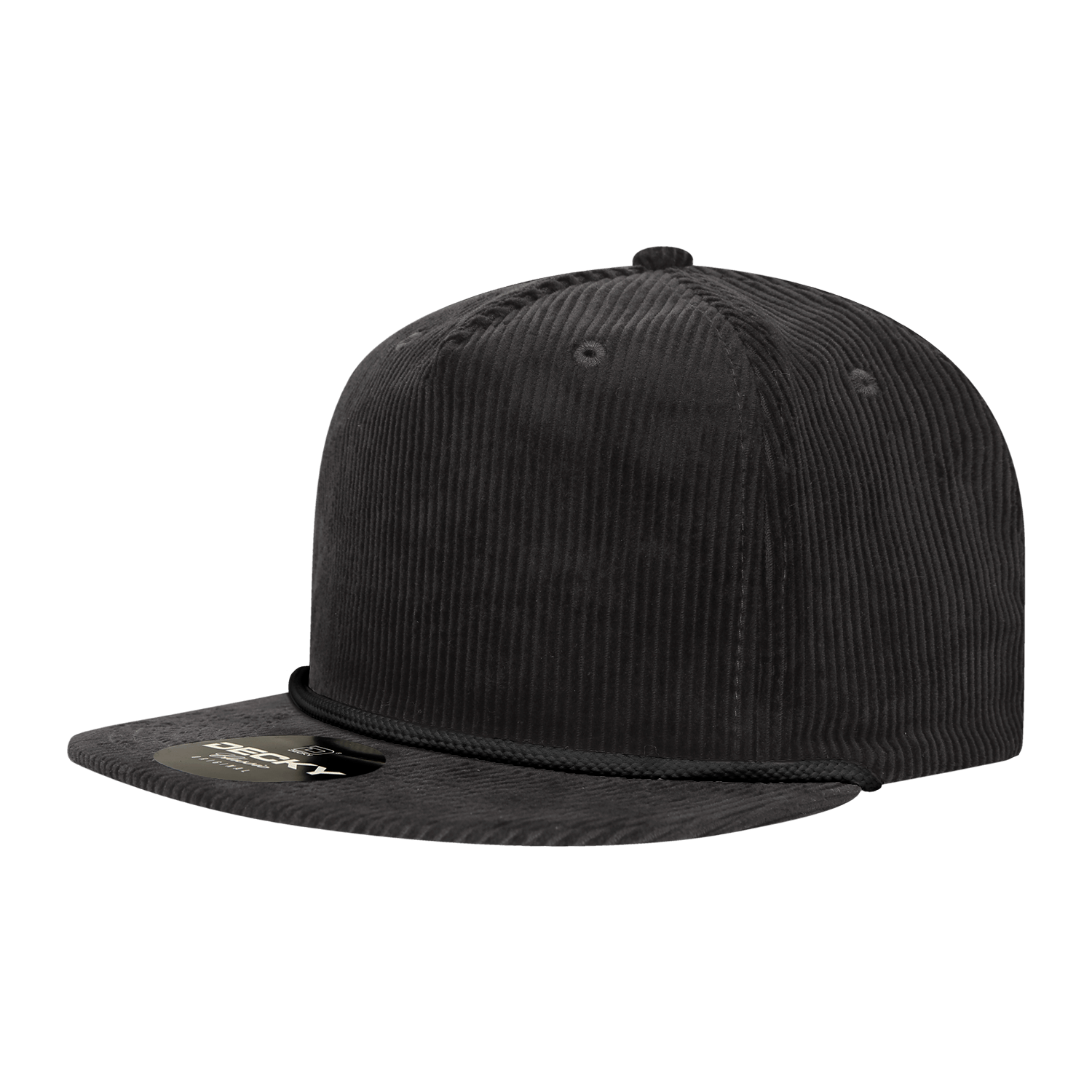 Decky Black / Standard 5 Panel High Profile Relaxed Corduroy Rope Hat