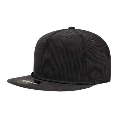 Decky Black / Standard 5 Panel High Profile Relaxed Corduroy Rope Hat