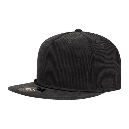 Decky Black / Standard 5 Panel High Profile Relaxed Corduroy Rope Hat