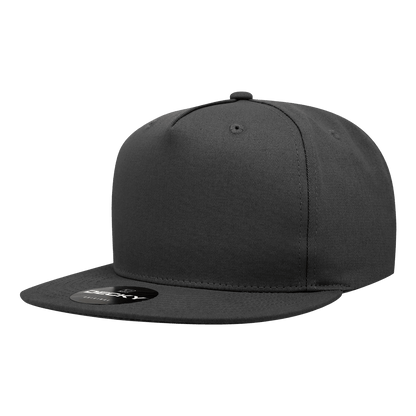 Decky Black / Standard 5 Panel High Profile Structured Cotton Blend Snapback