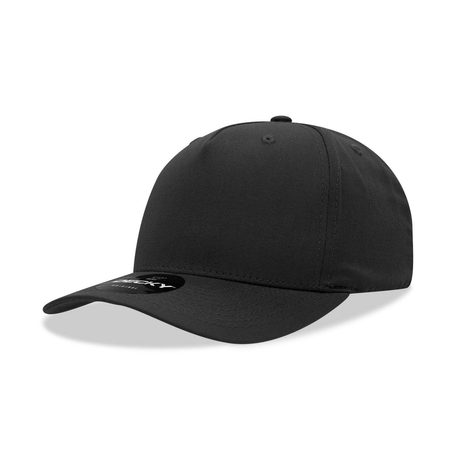 Decky Black / Standard 5 Panel Mid Profile Structured Cotton Blend Cap