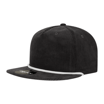 Decky Black/White / Standard 5 Panel High Profile Relaxed Corduroy Rope Hat