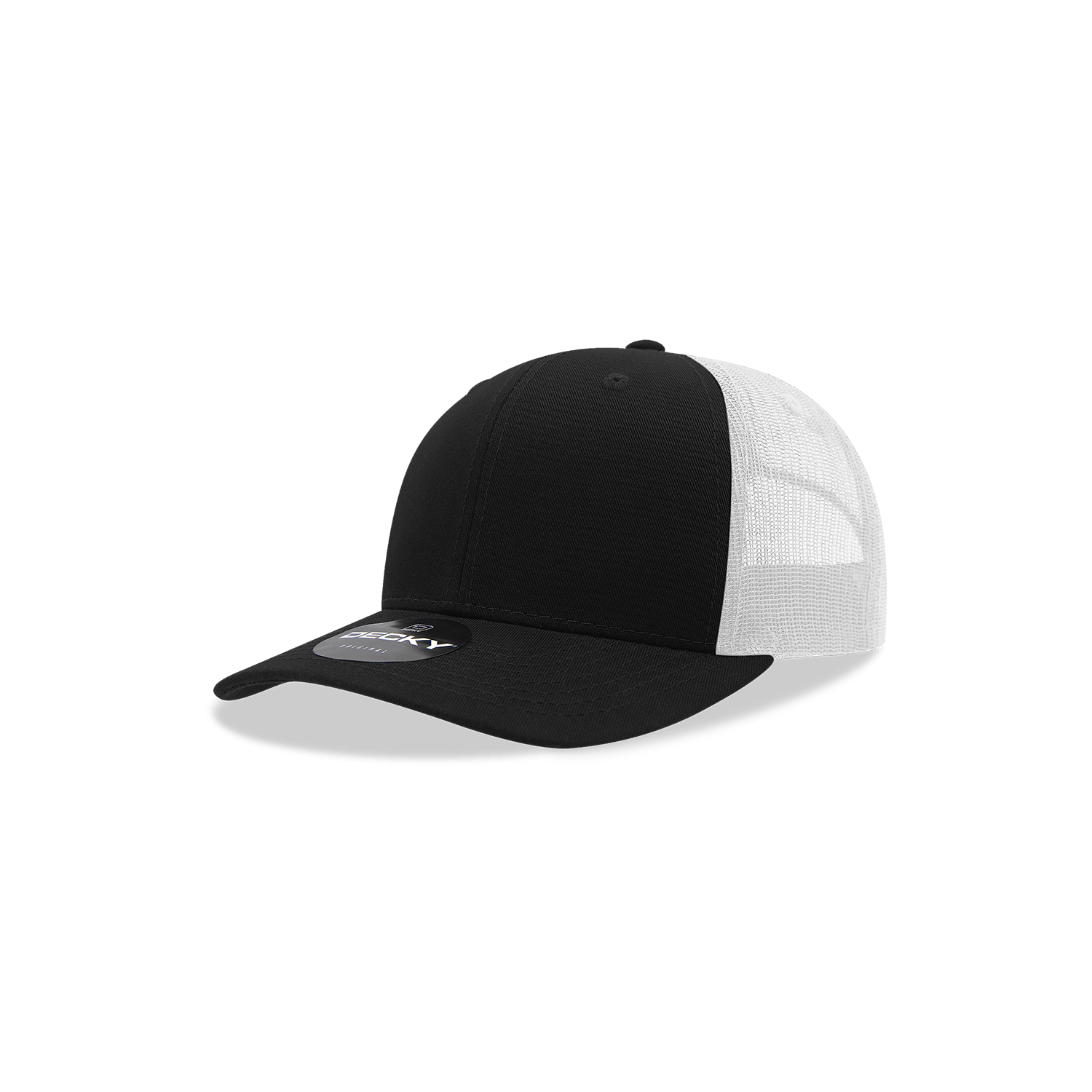Decky Black/White / Standard Youth 6 Panel Mid Profile Structured Cotton Trucker
