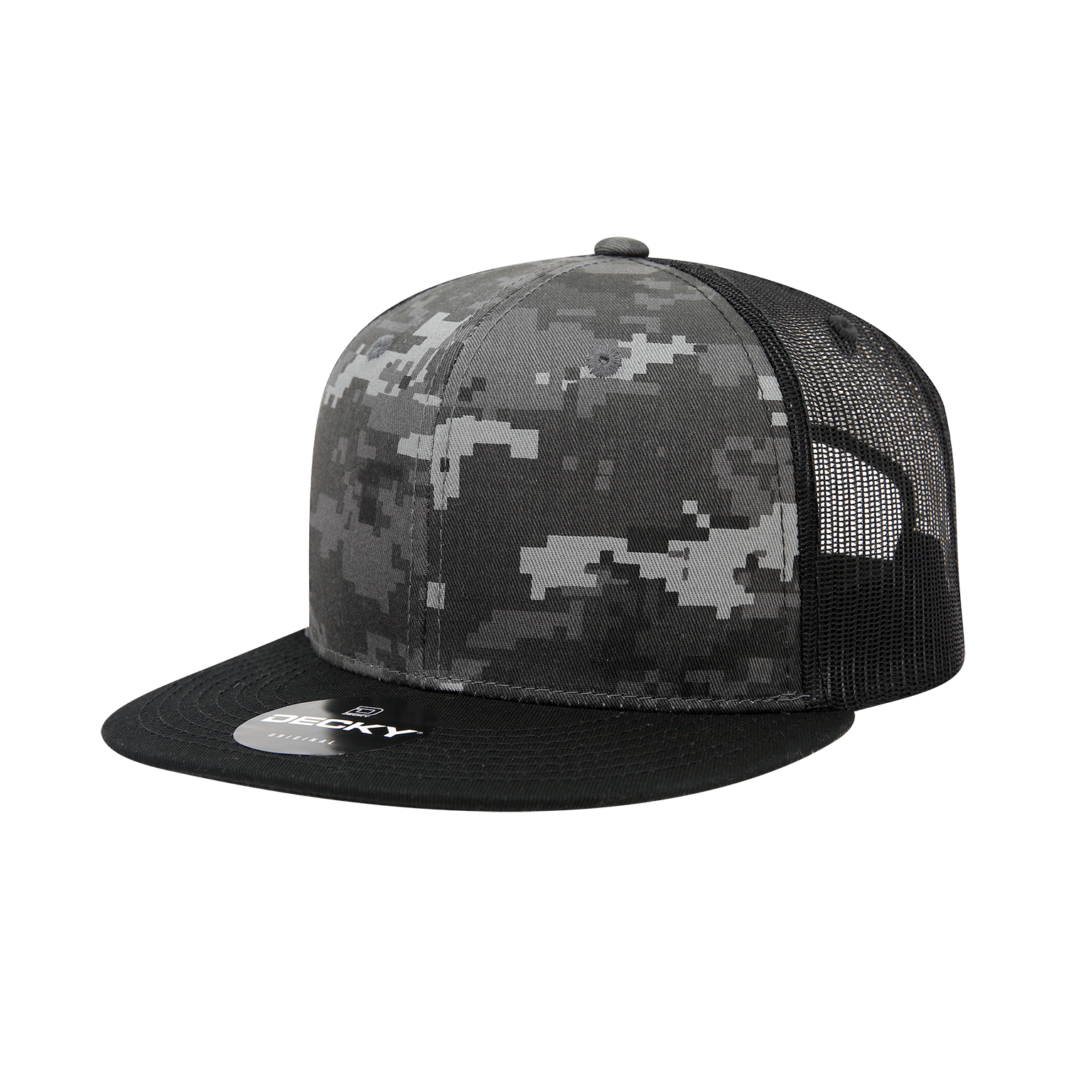 Decky BLK/NTG/BLK / OSFM 6 Panel High Profile Structured Camo Trucker