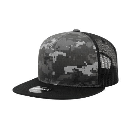 Decky BLK/NTG/BLK / OSFM 6 Panel High Profile Structured Camo Trucker