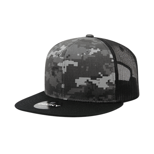 6 Panel High Profile Structured Camo Trucker