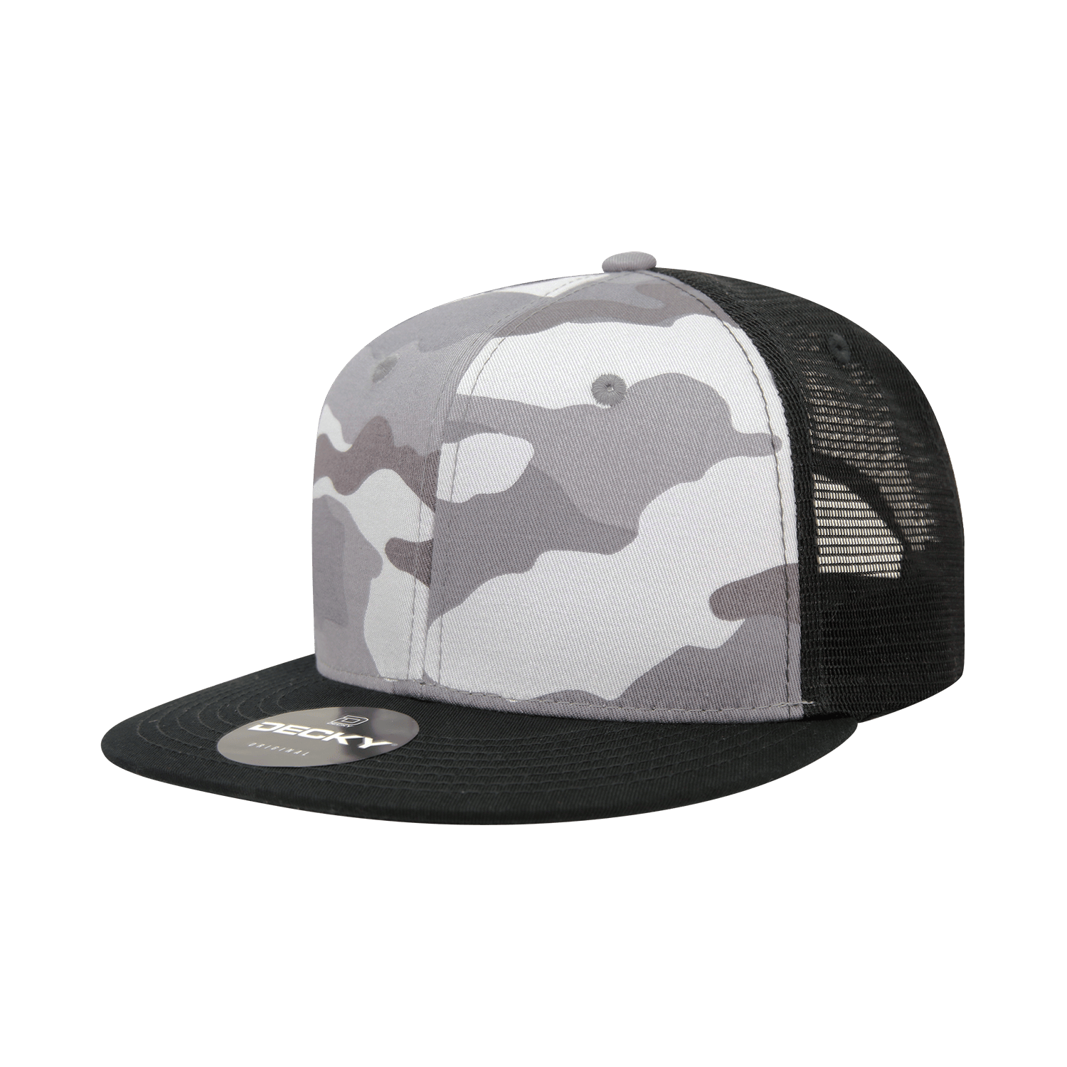Decky BLK/URB/BLK / OSFM 6 Panel High Profile Structured Camo Trucker