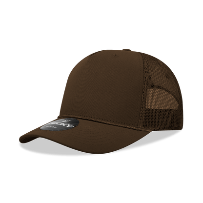 Decky Brown / Standard 5 Panel Mid Profile Structured Cotton/Poly Blend Trucker w/Rope