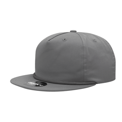 Decky Charcoal Rope / Charcoal Rope 5 Panel High Profile Relaxed Cotton Blend Rope Hat