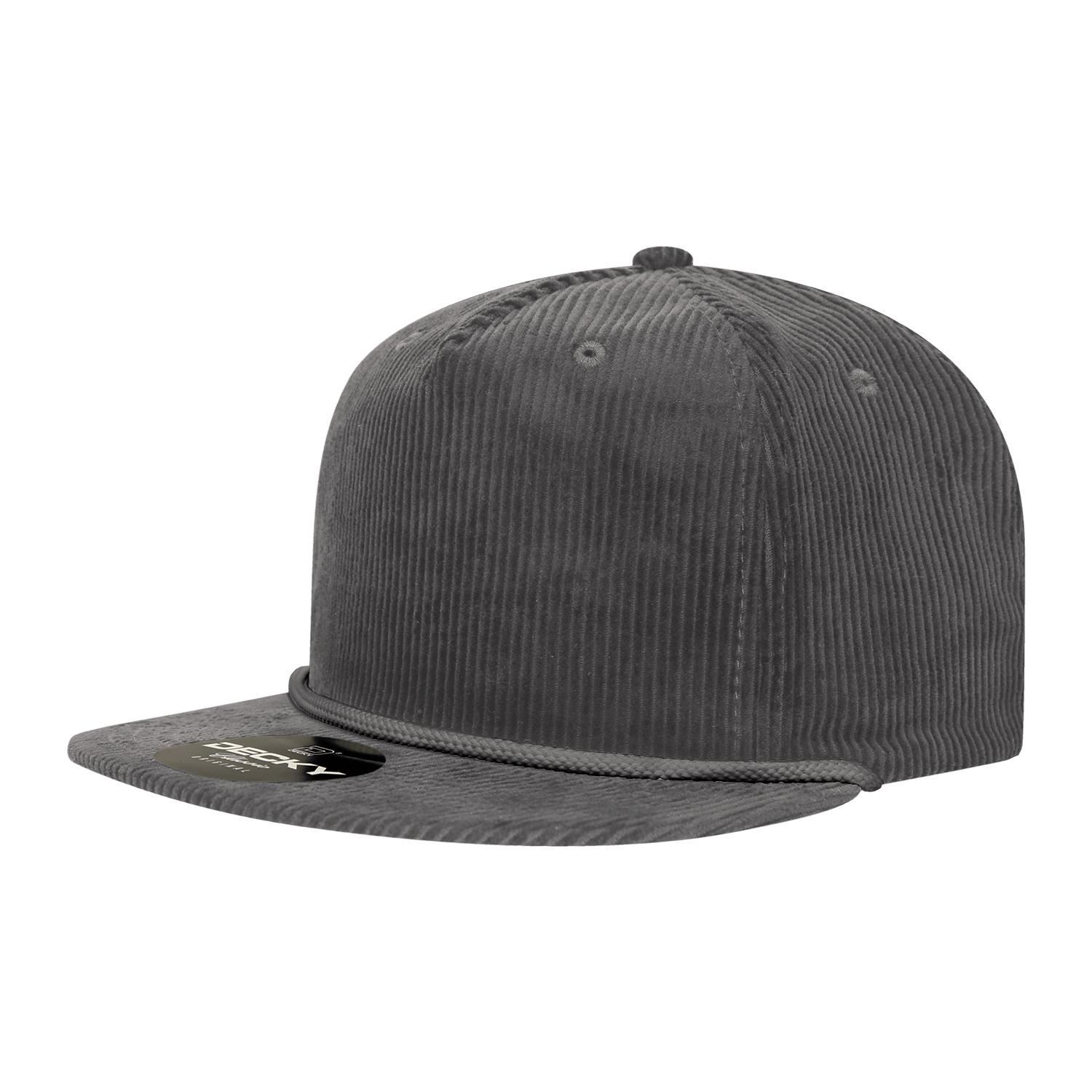 Decky Charcoal / Standard 5 Panel High Profile Relaxed Corduroy Rope Hat