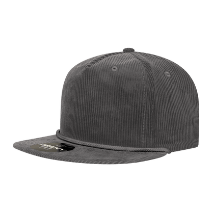 Decky Charcoal / Standard 5 Panel High Profile Relaxed Corduroy Rope Hat