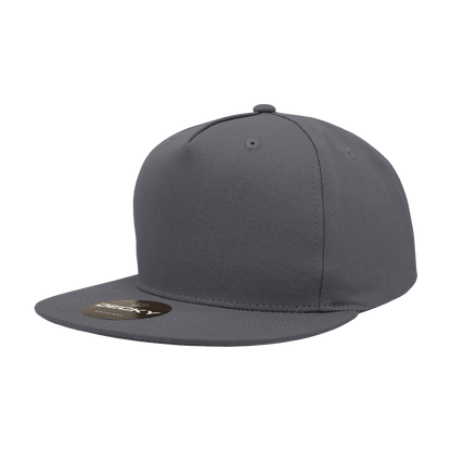 Decky Charcoal / Standard 5 Panel High Profile Structured Cotton Blend Snapback