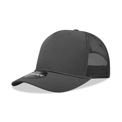 Decky Charcoal / Standard 5 Panel Mid Profile Structured Cotton/Poly Blend Trucker w/Rope