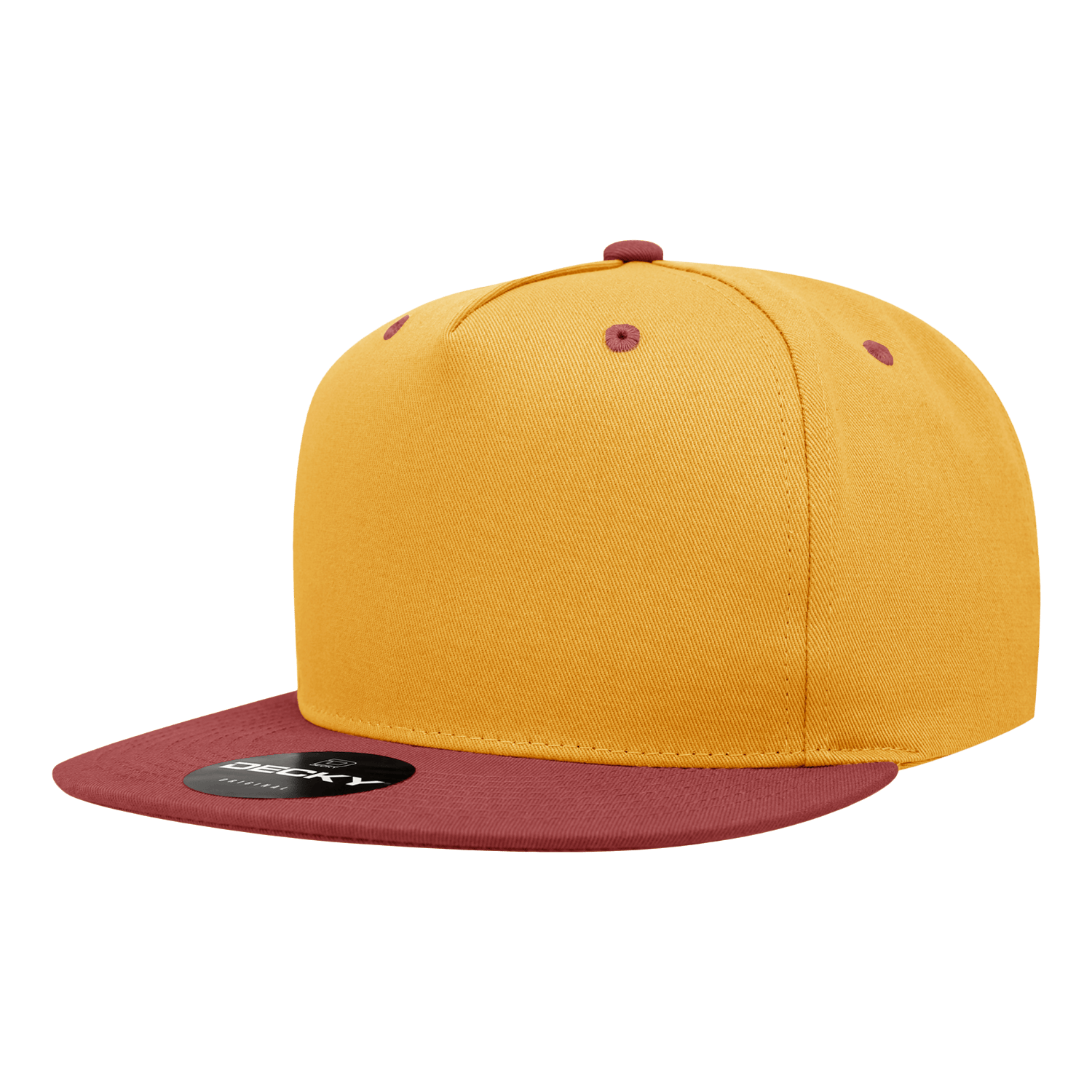 Decky Gold/Cardinal / Standard 5 Panel High Profile Structured Cotton Blend Snapback