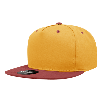 Decky Gold/Cardinal / Standard 5 Panel High Profile Structured Cotton Blend Snapback