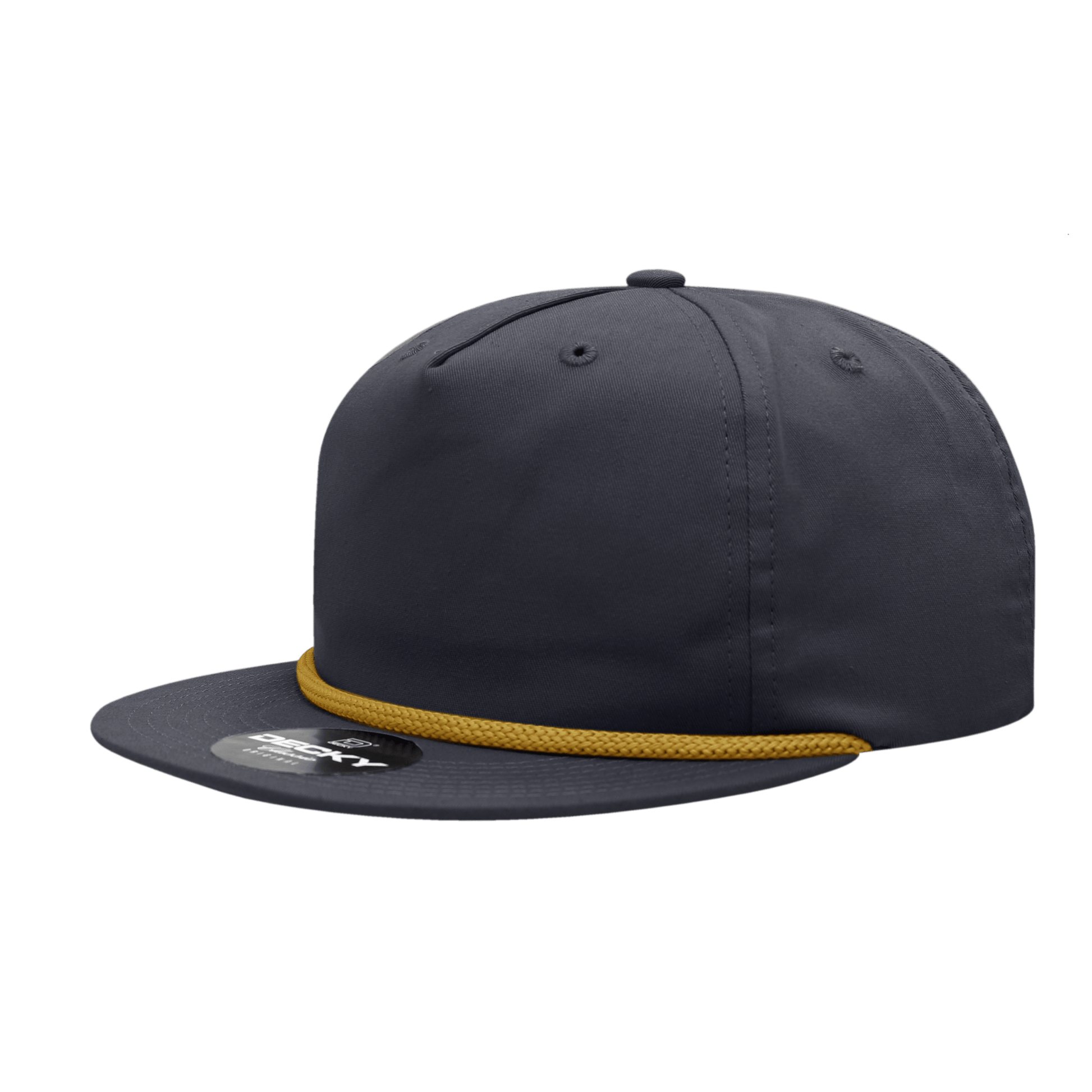 Decky Gold Rope / Gold Rope 5 Panel High Profile Relaxed Cotton Blend Rope Hat