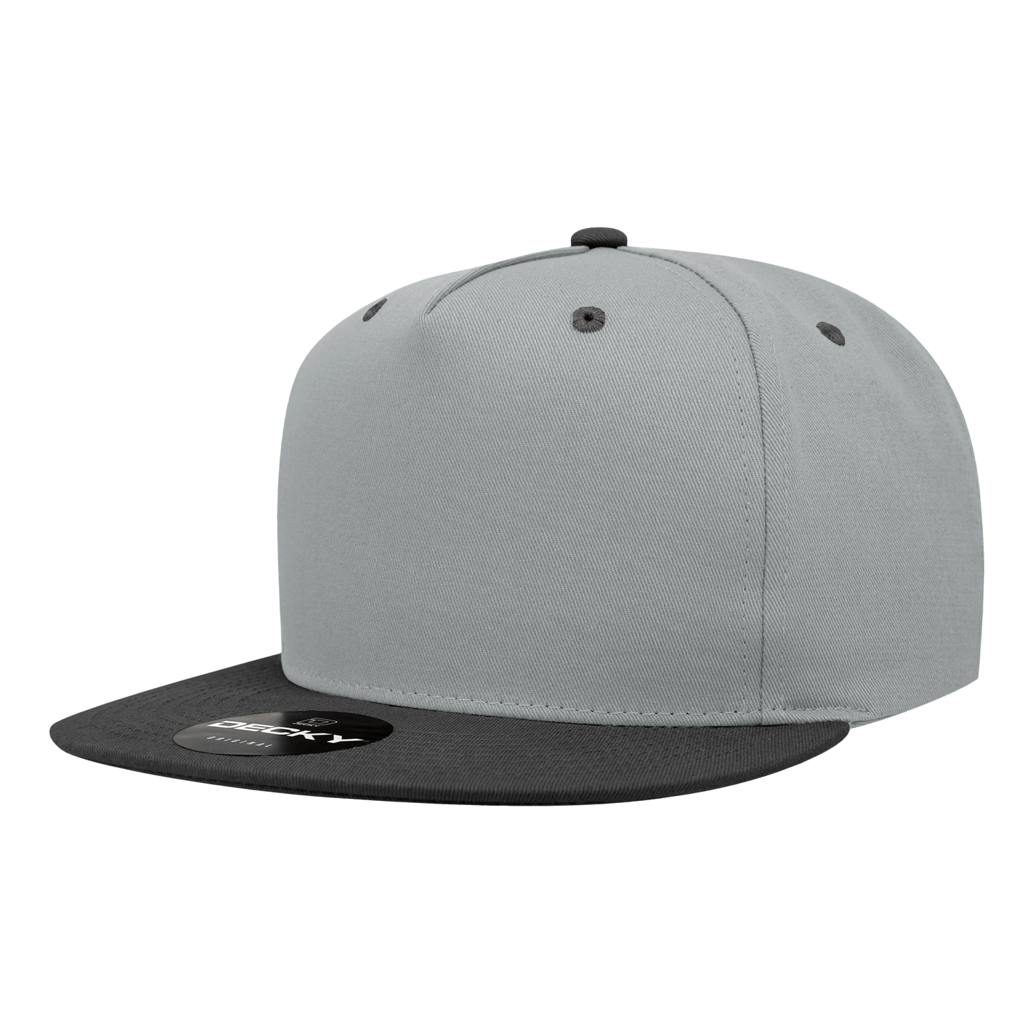 Decky Grey/Black / Standard 5 Panel High Profile Structured Cotton Blend Snapback