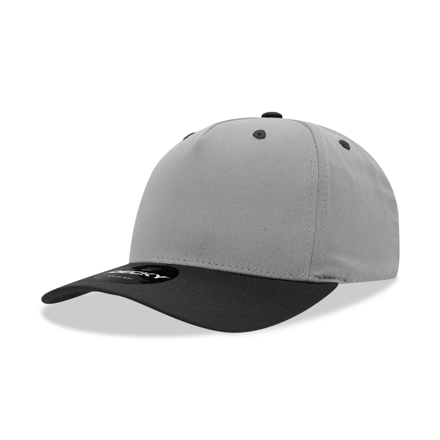 Decky Grey/Black / Standard 5 Panel Mid Profile Structured Cotton Blend Cap