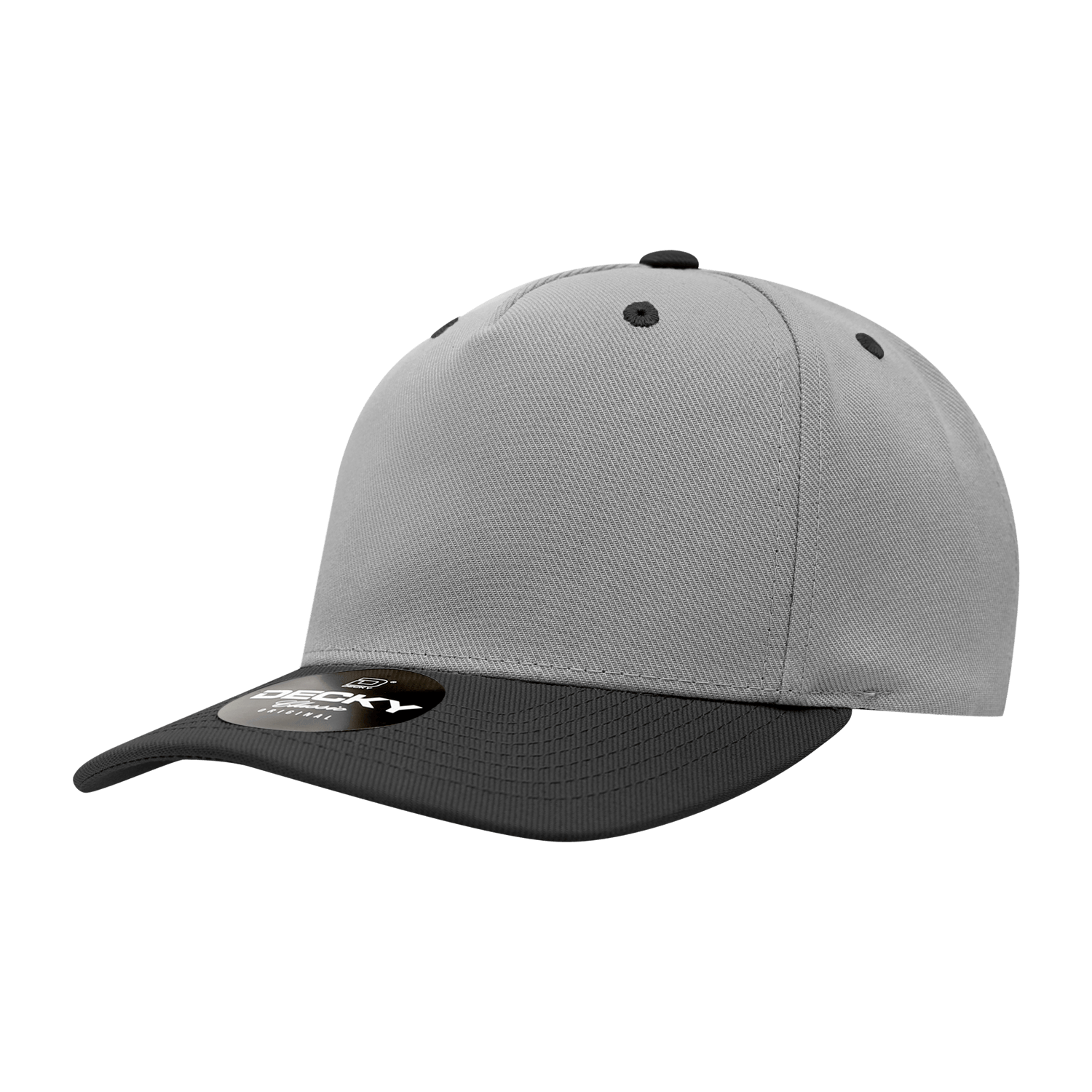 Decky Grey/Black / Standard 5 Panel Mid Profile Structured Polyester Cap