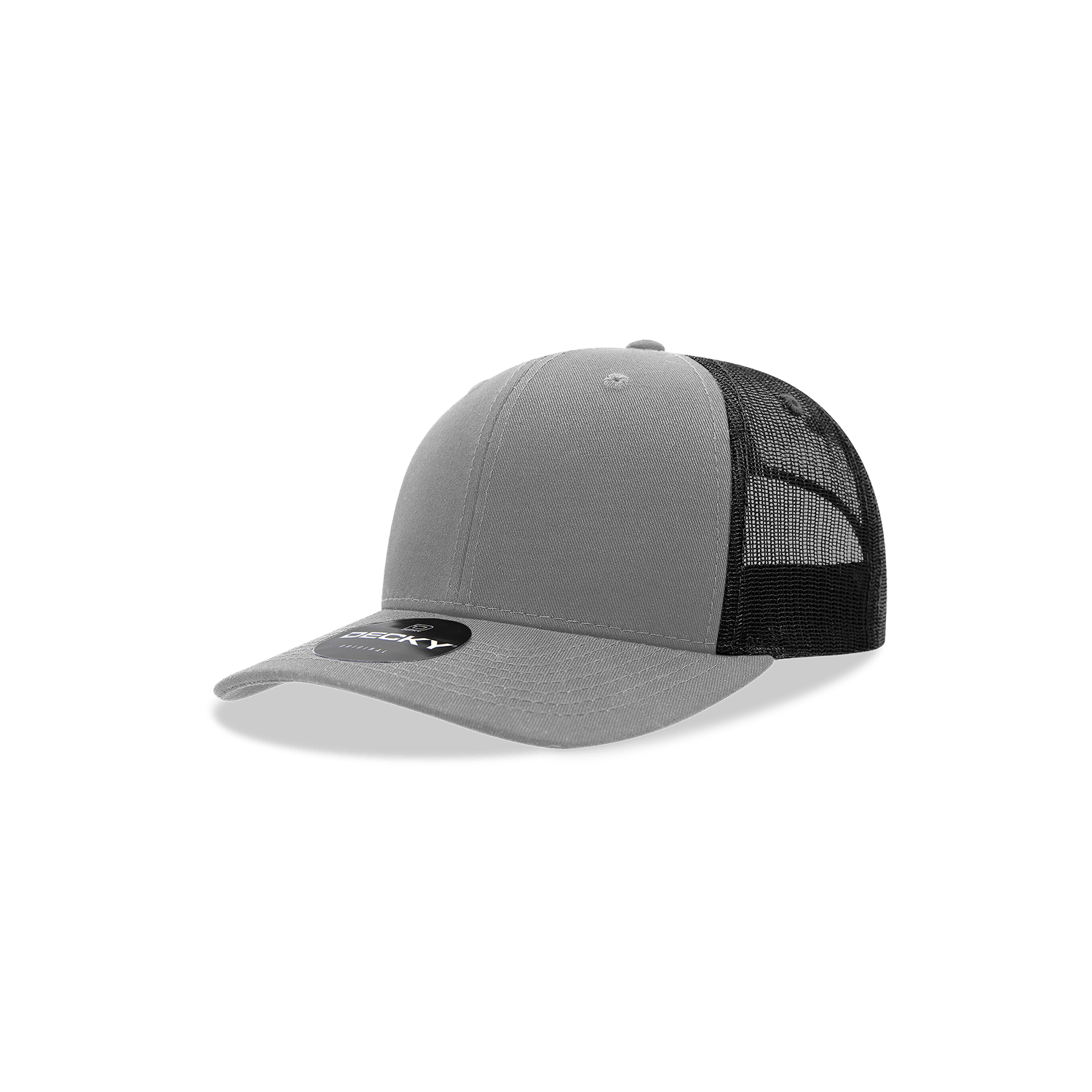 Decky Grey/Black / Standard Youth 6 Panel Mid Profile Structured Cotton Trucker