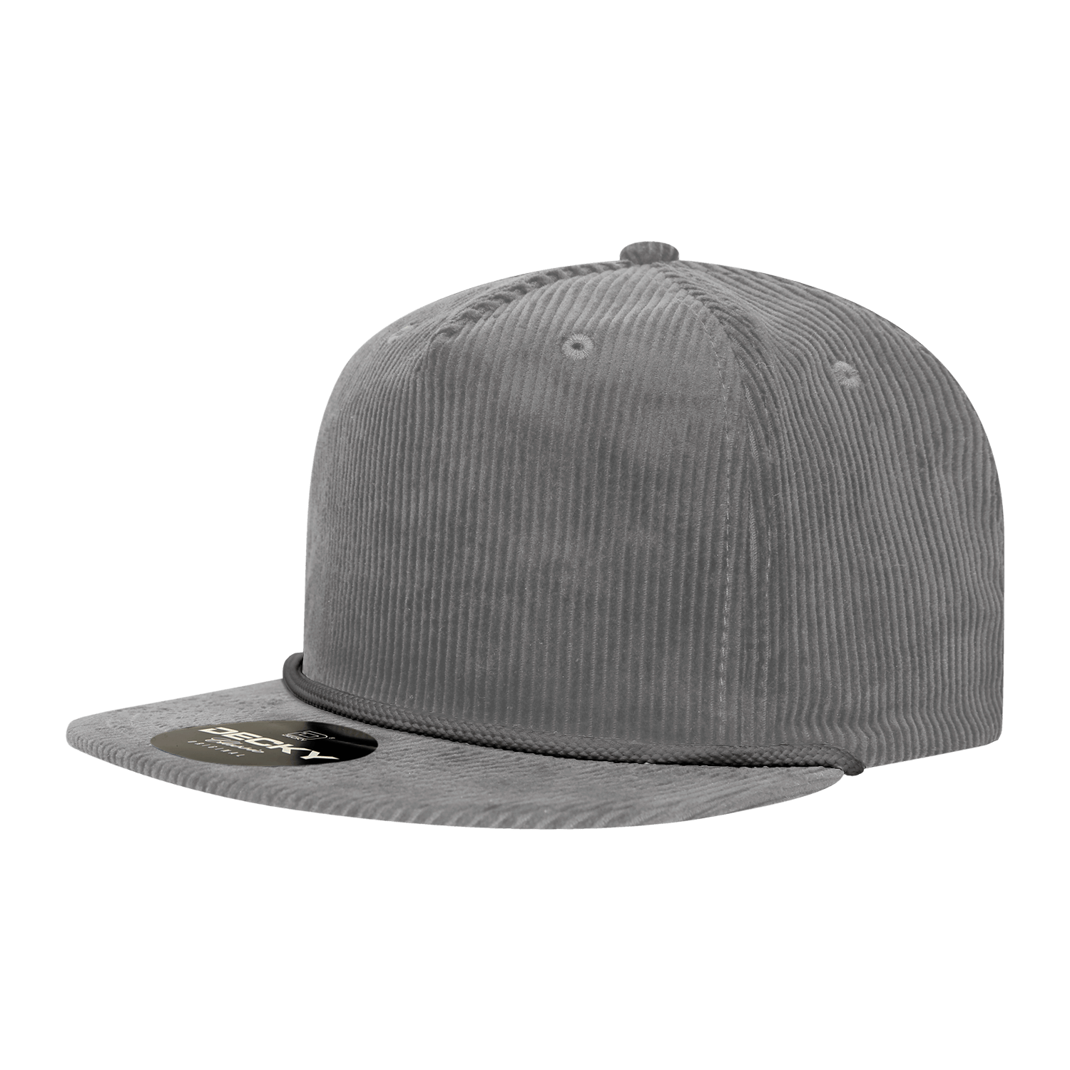 Decky Grey/Charcoal / Standard 5 Panel High Profile Relaxed Corduroy Rope Hat