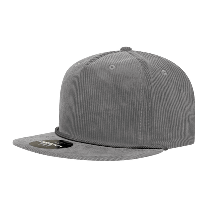 Decky Grey/Charcoal / Standard 5 Panel High Profile Relaxed Corduroy Rope Hat