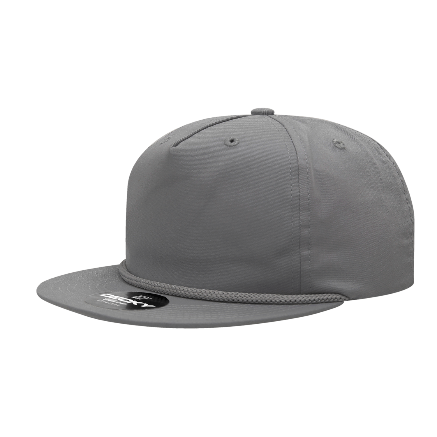 Decky Grey / Standard 5 Panel High Profile Relaxed Cotton Blend Rope Hat