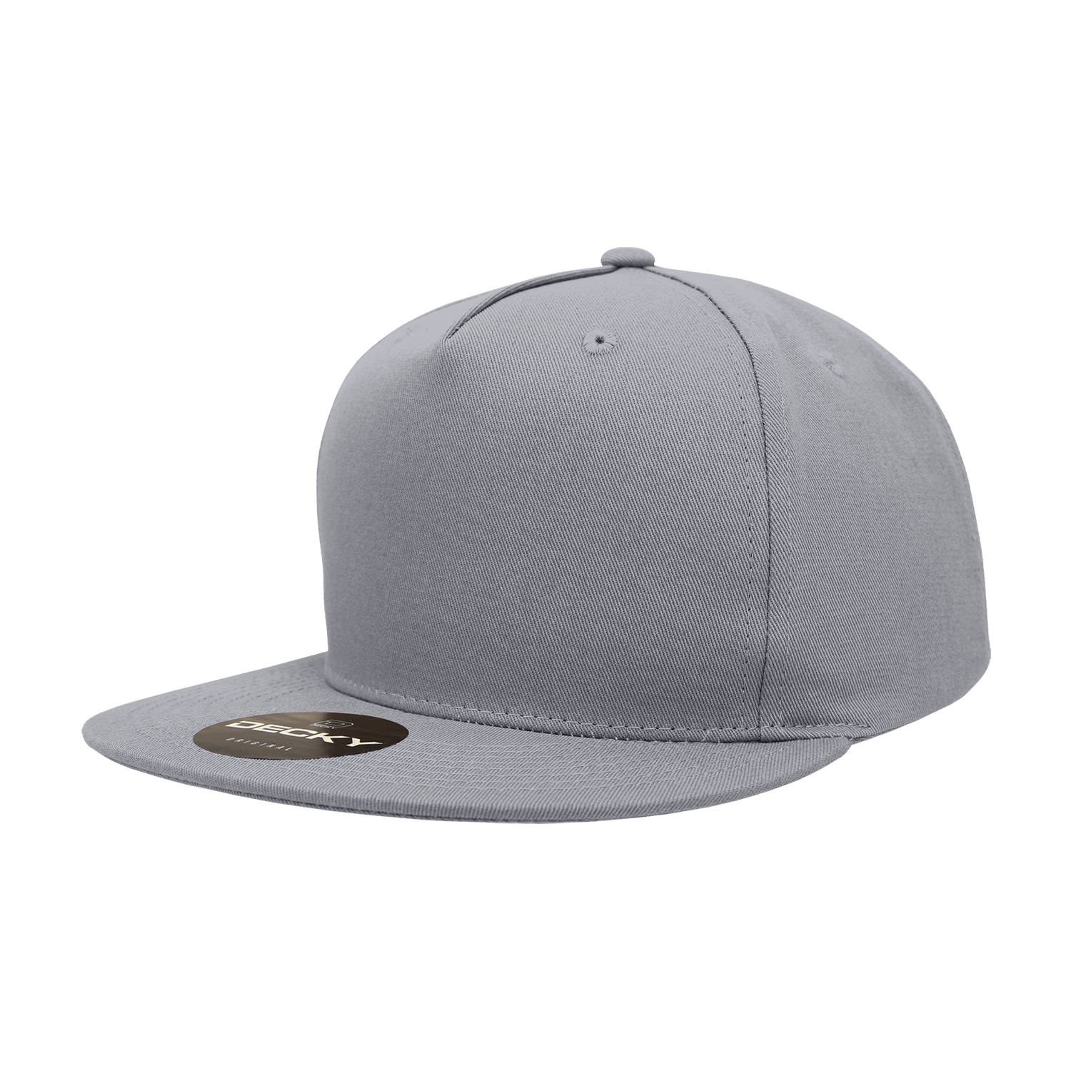 Decky Grey / Standard 5 Panel High Profile Structured Cotton Blend Snapback