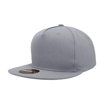 Decky Grey / Standard 5 Panel High Profile Structured Cotton Blend Snapback