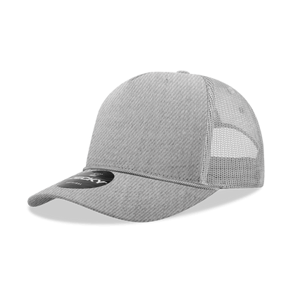 Decky Heather Grey / Standard 5 Panel Mid Profile Structured Cotton/Poly Blend Trucker w/Rope