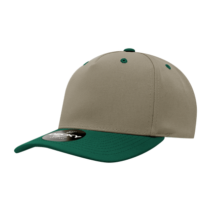 Decky Khaki/Forest / Standard 5 Panel Mid Profile Structured Polyester Cap