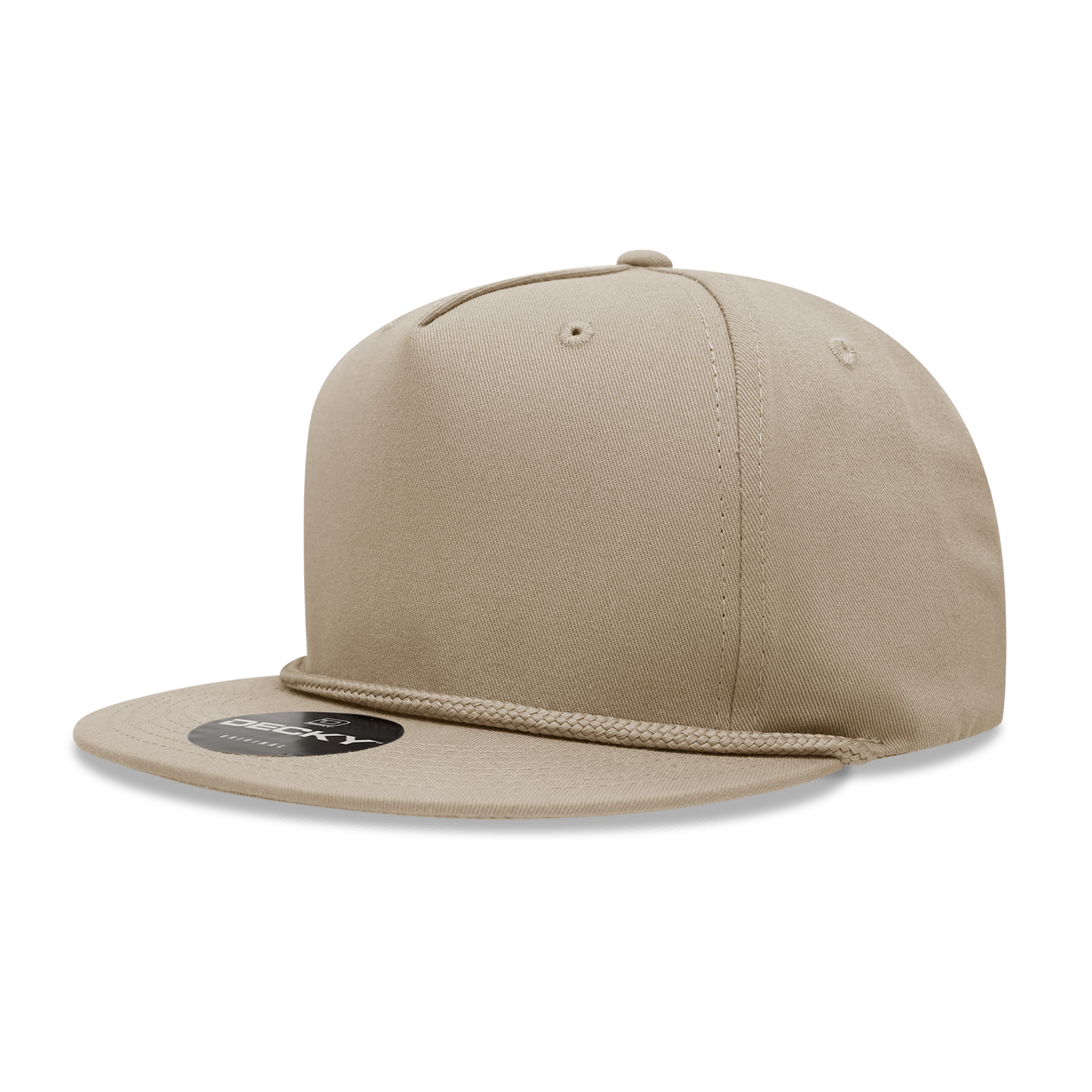Decky Khaki / OSFM 5 Panel High Profile Structured Cotton Blend Rope Hat
