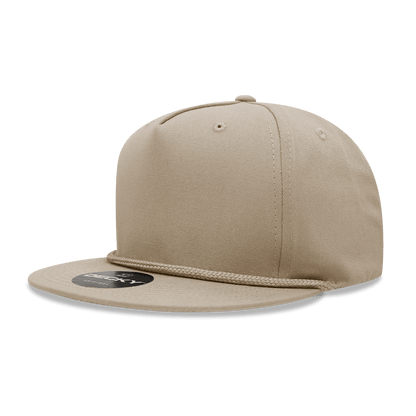 Decky Khaki / OSFM 5 Panel High Profile Structured Cotton Blend Rope Hat