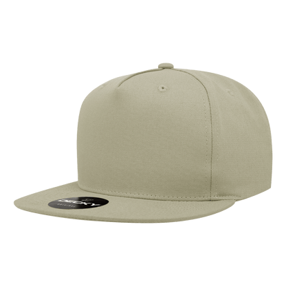 Decky Khaki / Standard 5 Panel High Profile Structured Cotton Blend Snapback