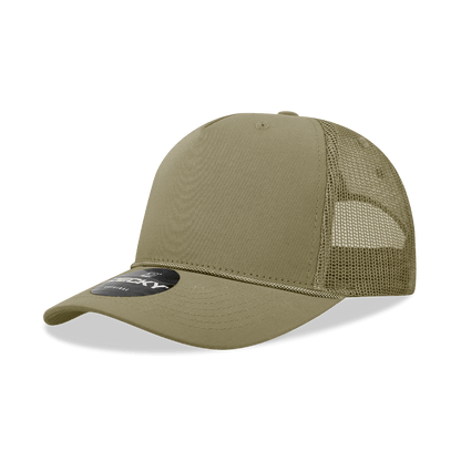 Decky Khaki / Standard 5 Panel Mid Profile Structured Cotton/Poly Blend Trucker w/Rope