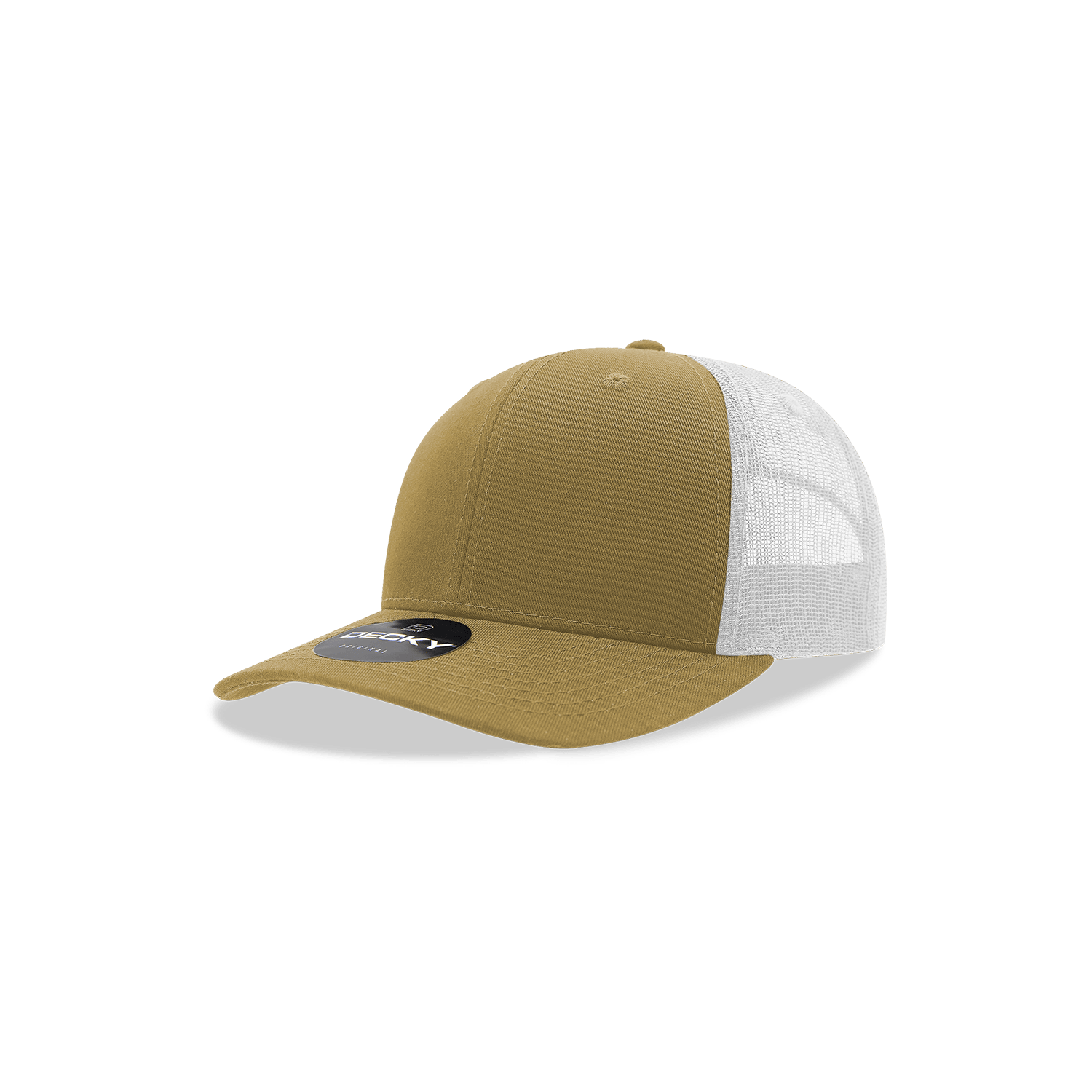 Decky Khaki/White / Standard Youth 6 Panel Mid Profile Structured Cotton Trucker