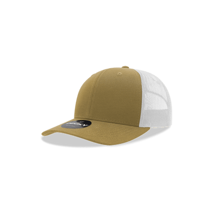Decky Khaki/White / Standard Youth 6 Panel Mid Profile Structured Cotton Trucker