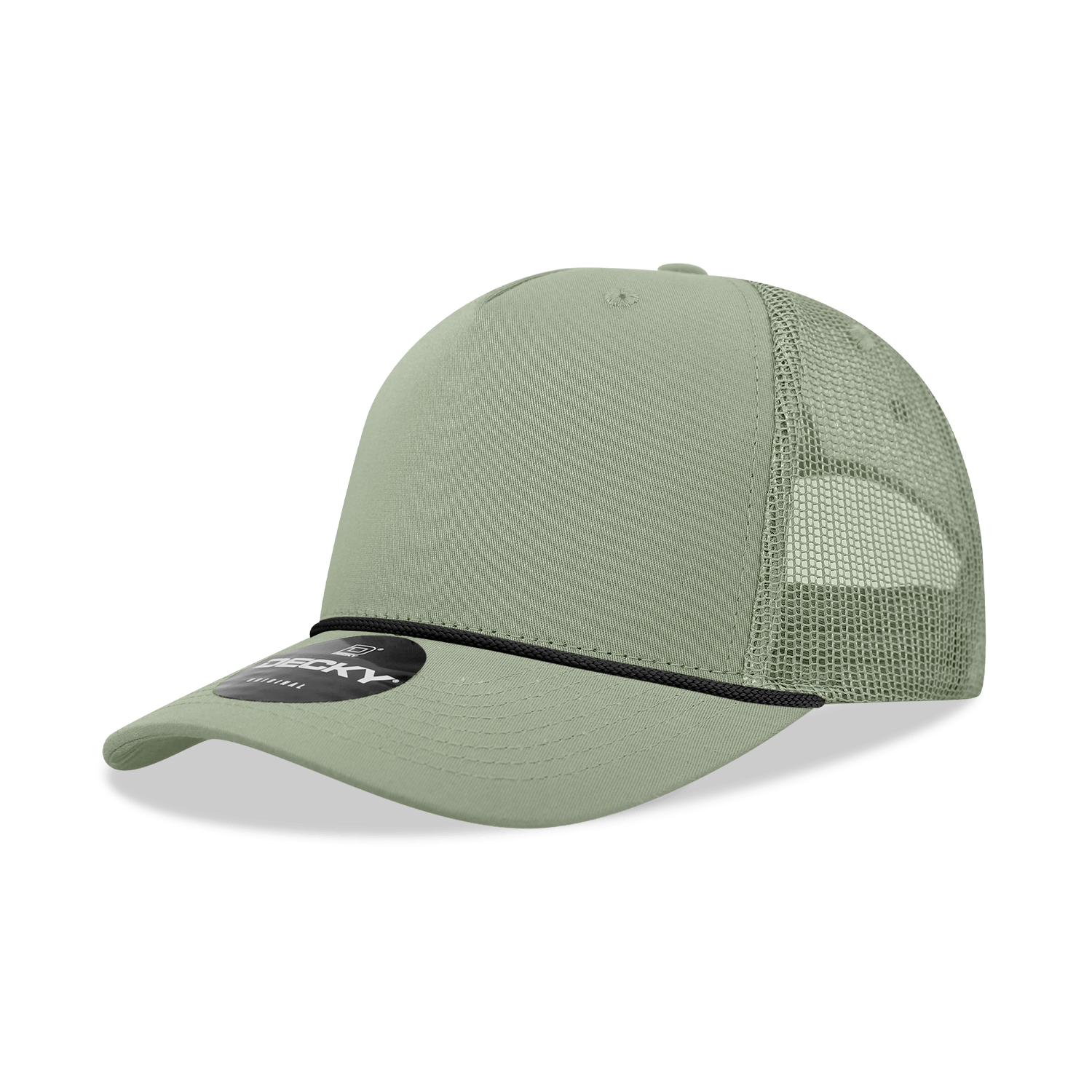 Decky Loden/Black / Standard 5 Panel Mid Profile Structured Cotton/Poly Blend Trucker w/Rope