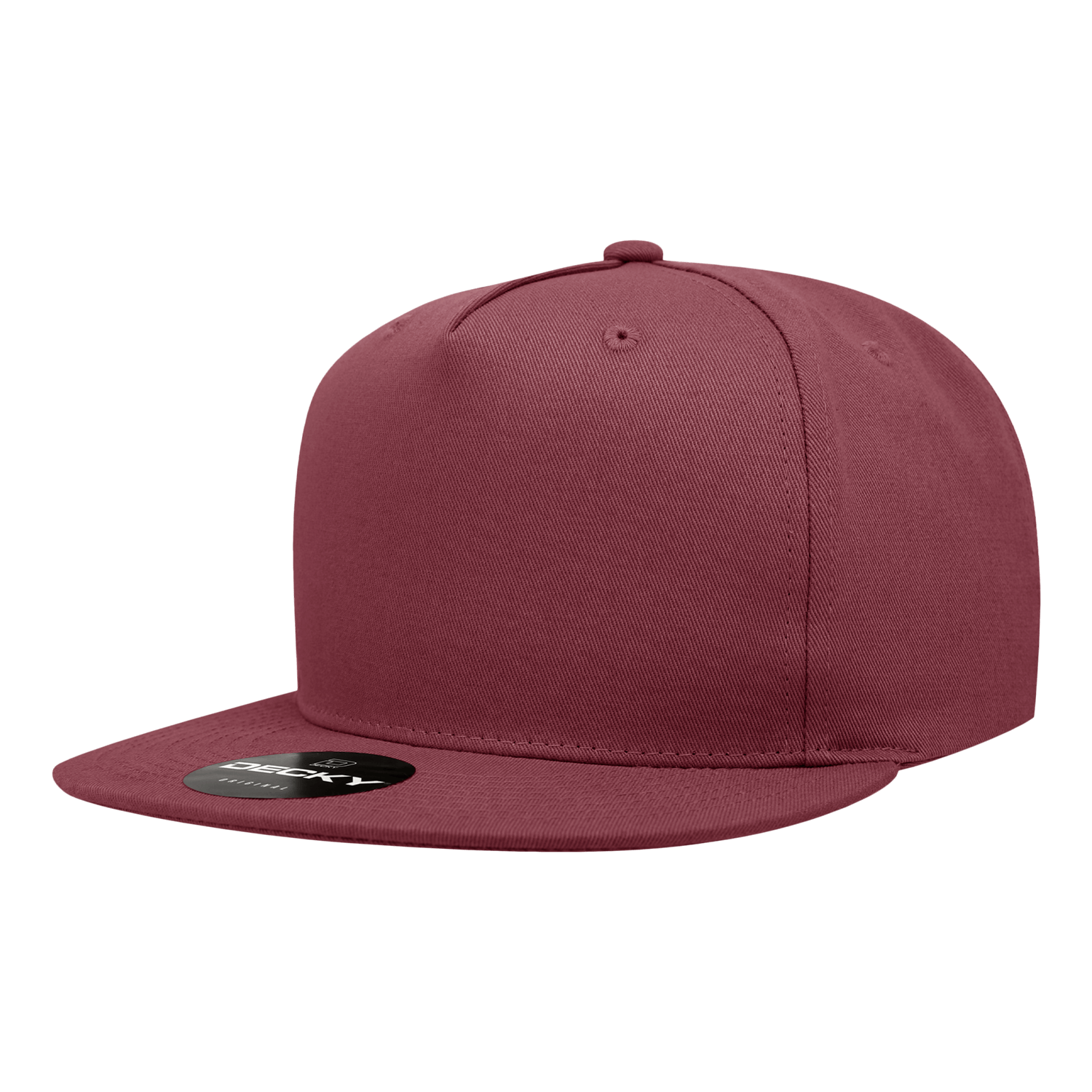 Decky Maroon / Standard 5 Panel High Profile Structured Cotton Blend Snapback