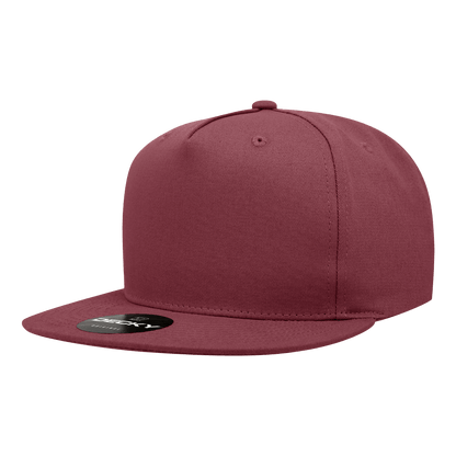 Decky Maroon / Standard 5 Panel High Profile Structured Cotton Blend Snapback