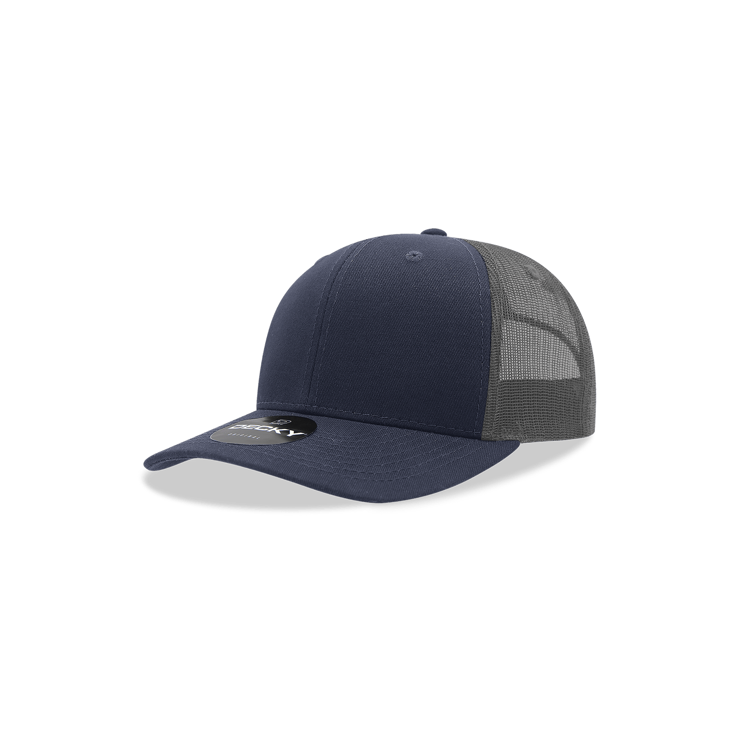 Decky Navy/Charcoal / Standard Youth 6 Panel Mid Profile Structured Cotton Trucker