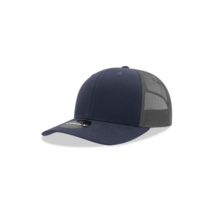 Decky Navy/Charcoal / Standard Youth 6 Panel Mid Profile Structured Cotton Trucker