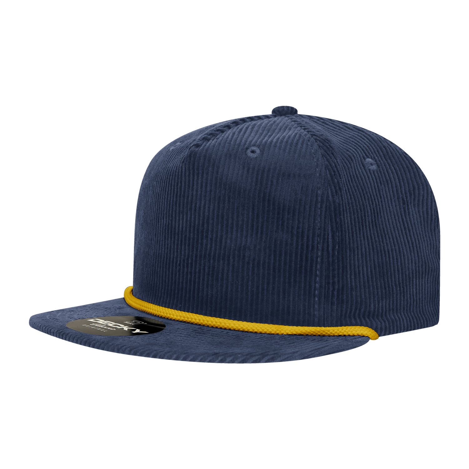 Decky Navy/Gold / Standard 5 Panel High Profile Relaxed Corduroy Rope Hat