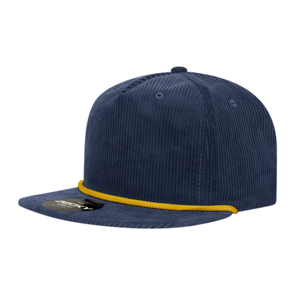 Decky Navy/Gold / Standard 5 Panel High Profile Relaxed Corduroy Rope Hat