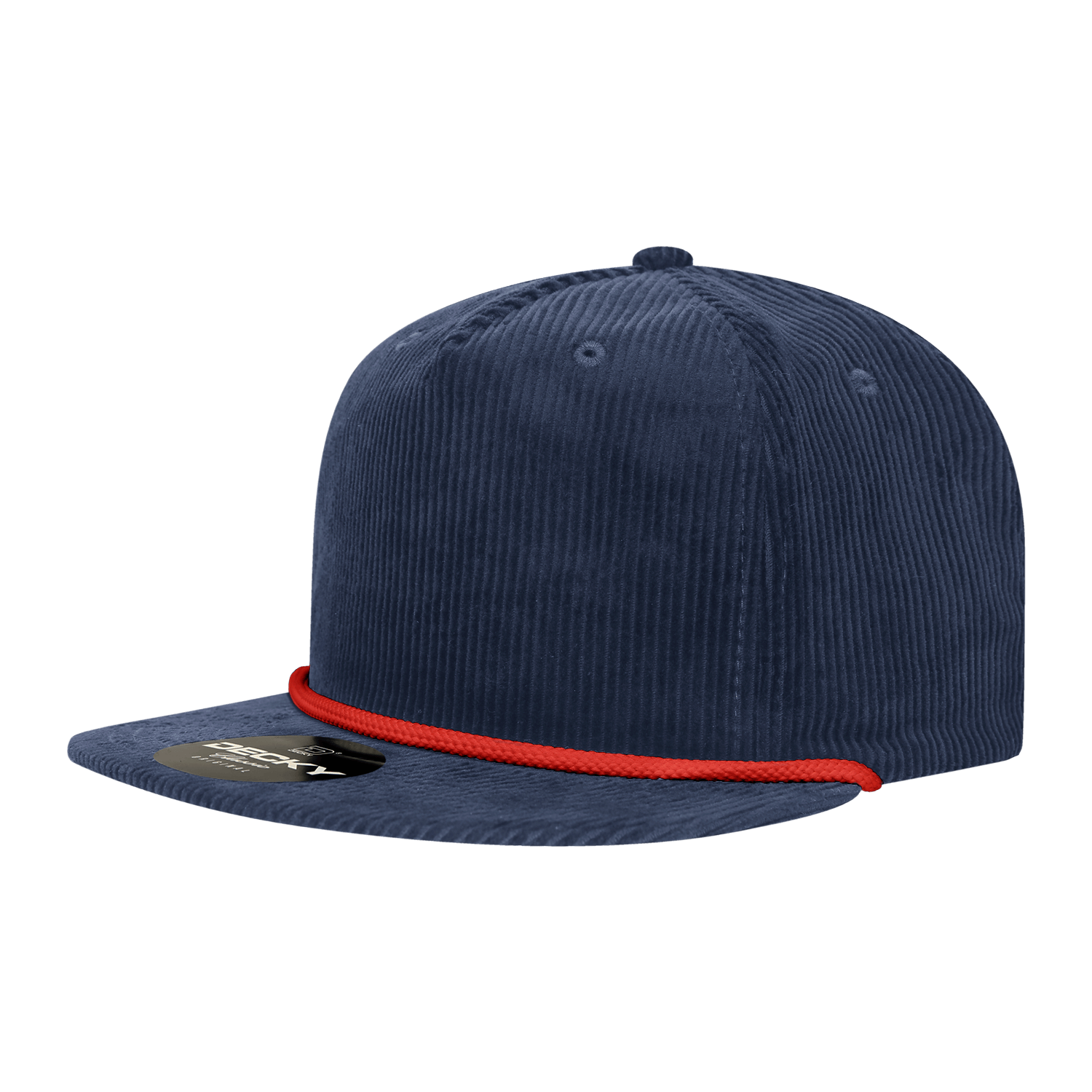 Decky Navy/Red / Standard 5 Panel High Profile Relaxed Corduroy Rope Hat