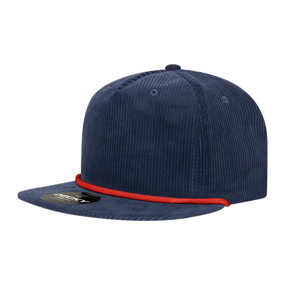 Decky Navy/Red / Standard 5 Panel High Profile Relaxed Corduroy Rope Hat