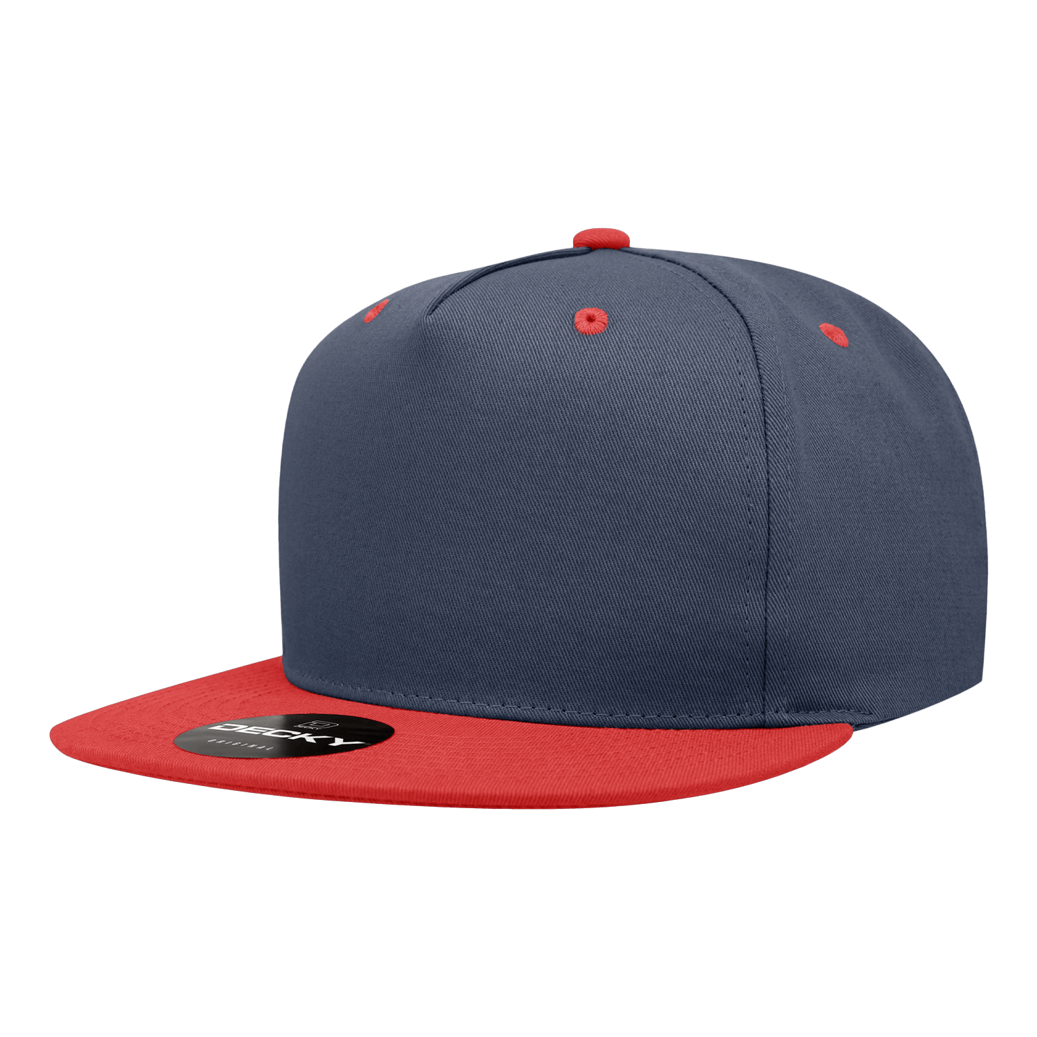 Decky Navy/Red / Standard 5 Panel High Profile Structured Cotton Blend Snapback
