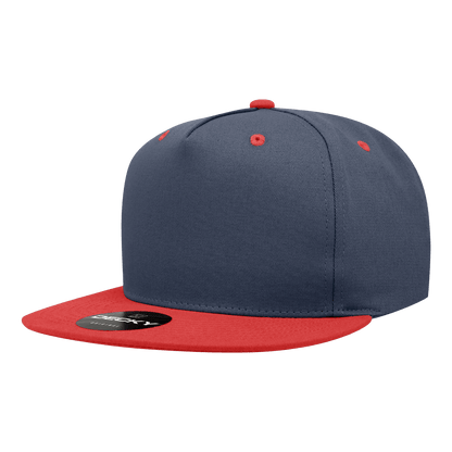 Decky Navy/Red / Standard 5 Panel High Profile Structured Cotton Blend Snapback