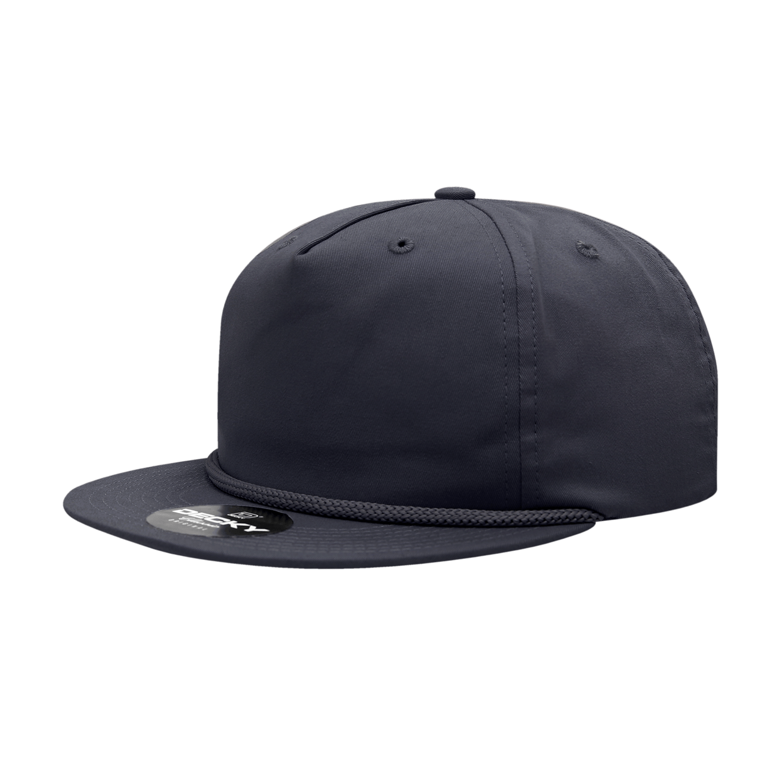 Decky Navy / Standard 5 Panel High Profile Relaxed Cotton Blend Rope Hat